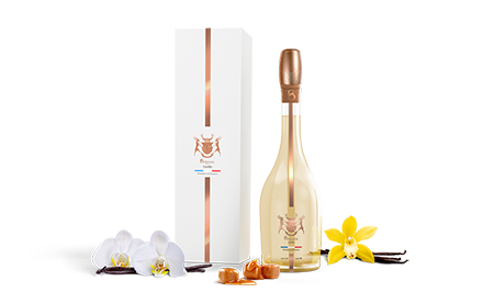 Bouteille Vodka Beleven Vanille avec fleur de vanilles et caramels